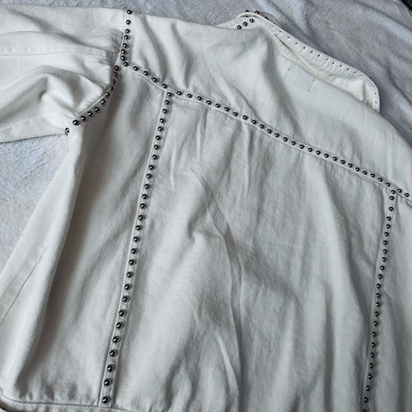 White Studded Oversized Jean Jacket - Picture 6 of 8